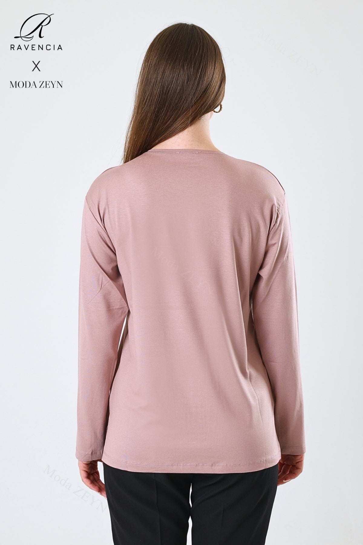 Kadın Yaprak Desenli Eteği Ve Yakası Taşlı Işlemeli Likralı Viskon Anne Penye Bluz