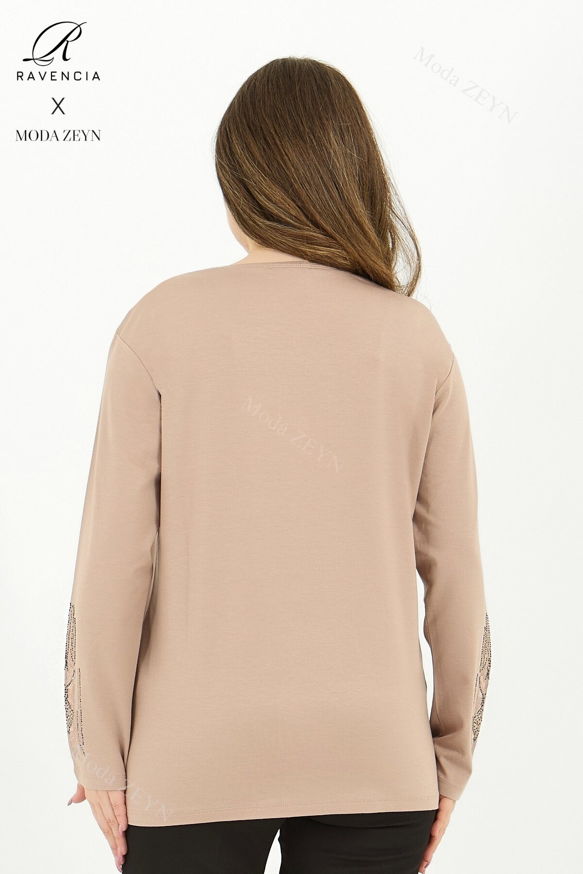 Kadın Orta Yaş Ve Üzeri Viskon Madolyon Desen Taşlı Işlemeli Likralı Anne Penye Bluz