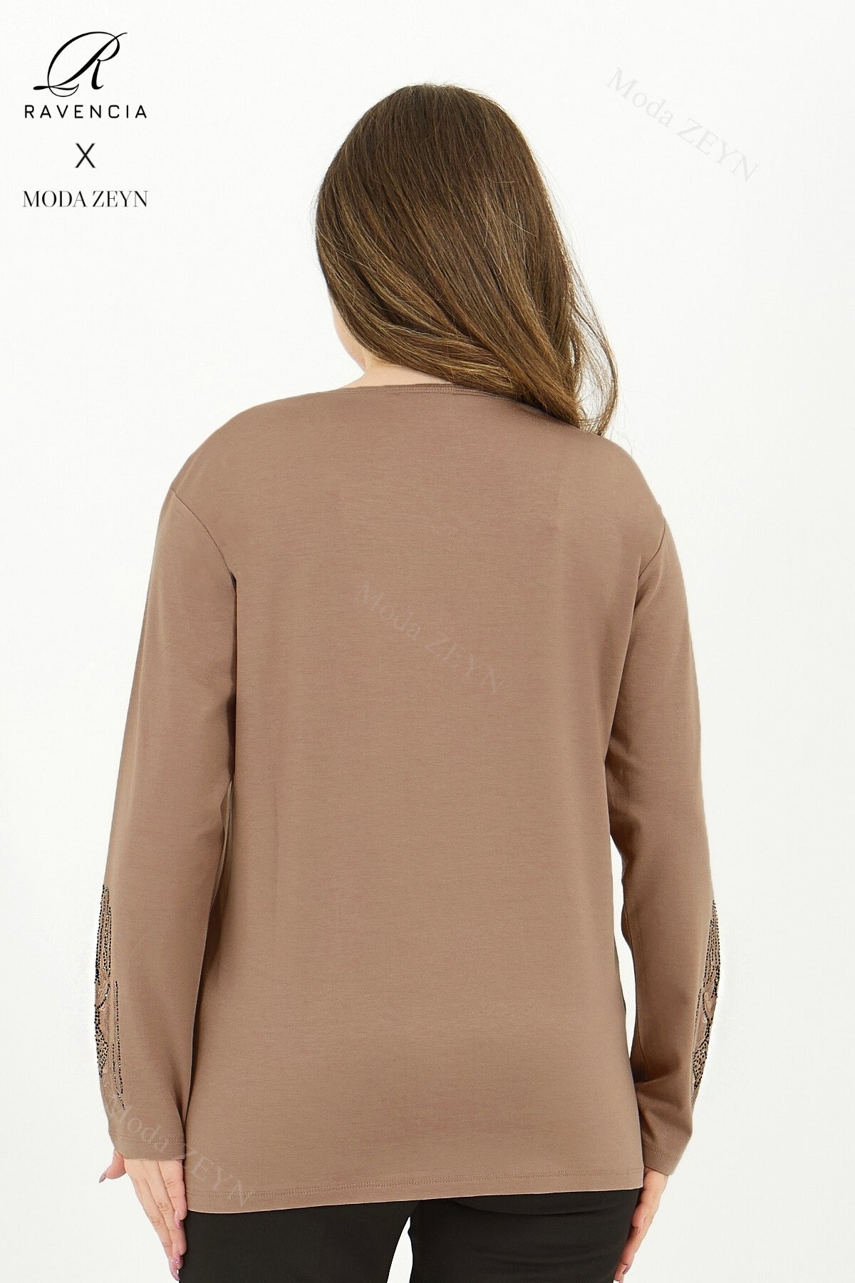 Kadın Orta Yaş Ve Üzeri Viskon Madolyon Desen Taşlı Işlemeli Likralı Anne Penye Bluz