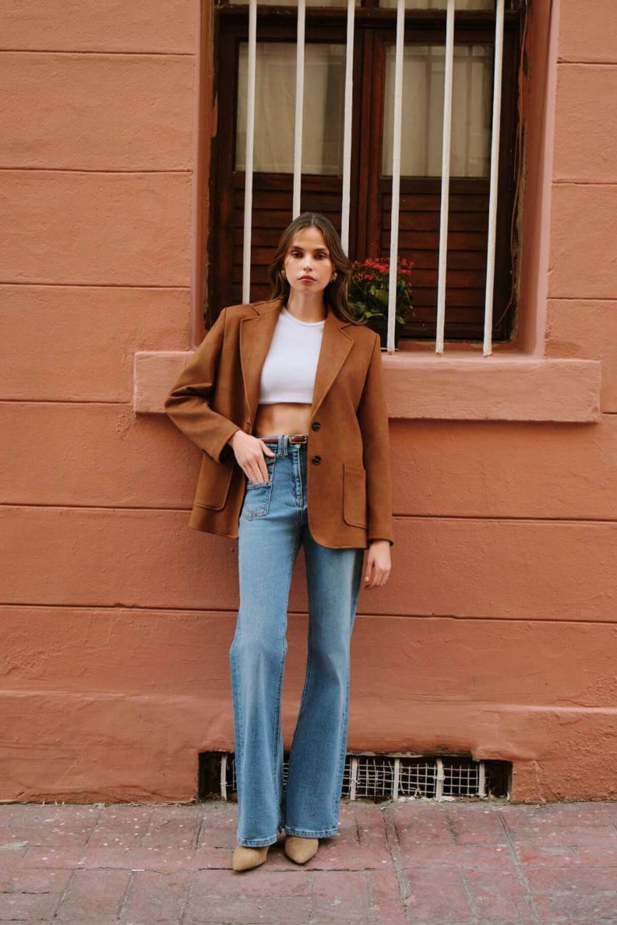 Kadın Premium Taba Süet Blazer Ceket