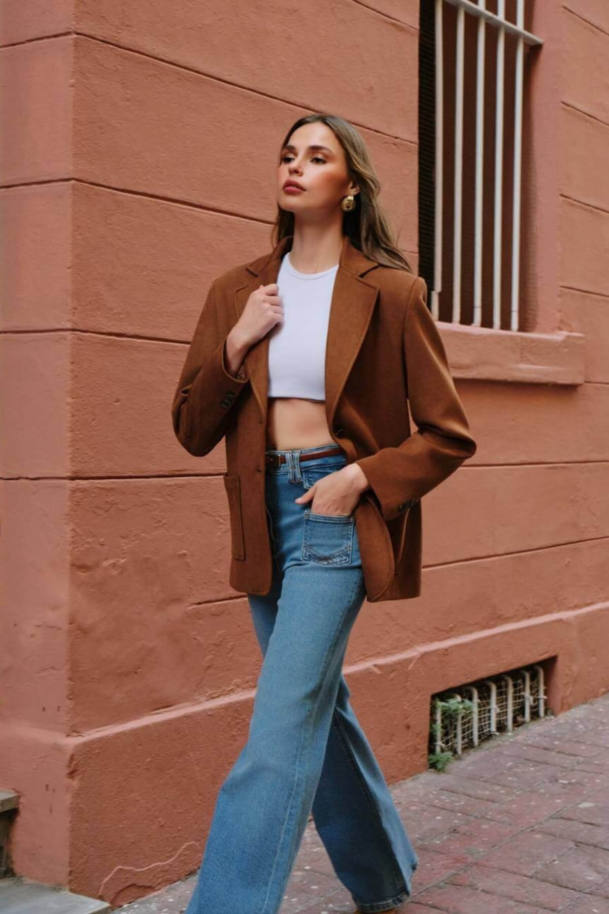 Kadın Premium Taba Süet Blazer Ceket