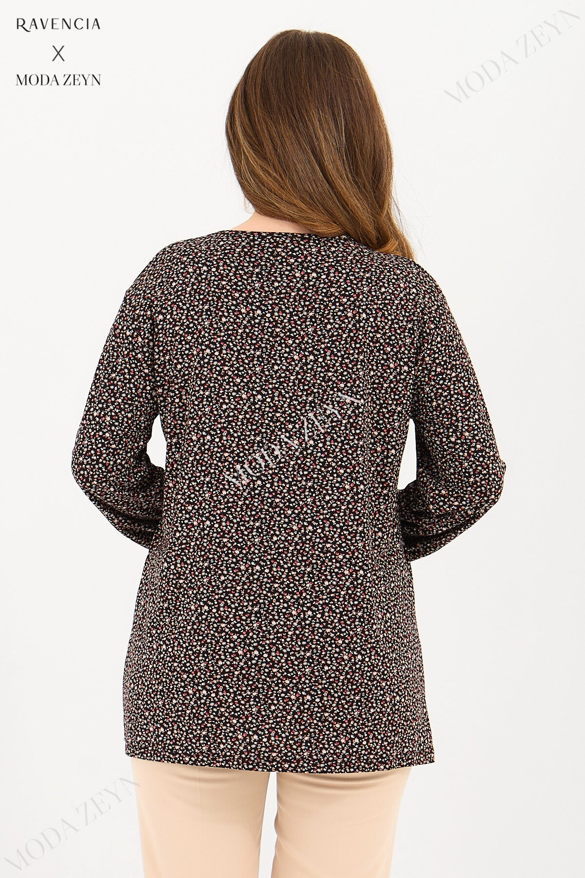 Kadın Orta Yaş Ve Üzeri Puantiyeli Baskılı Likralı Kiremit Anne Penye Bluz