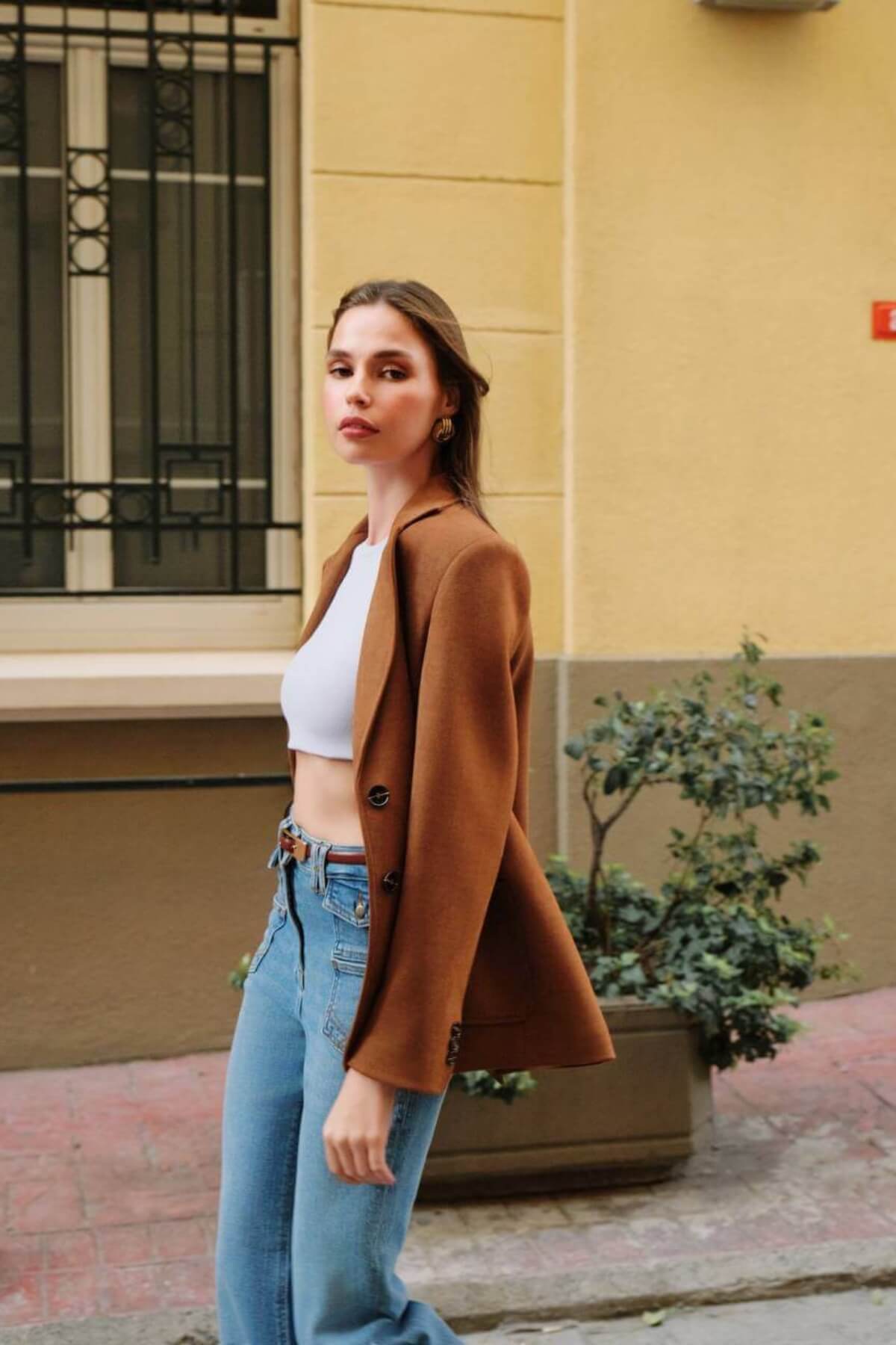 Kadın Premium Taba Süet Blazer Ceket