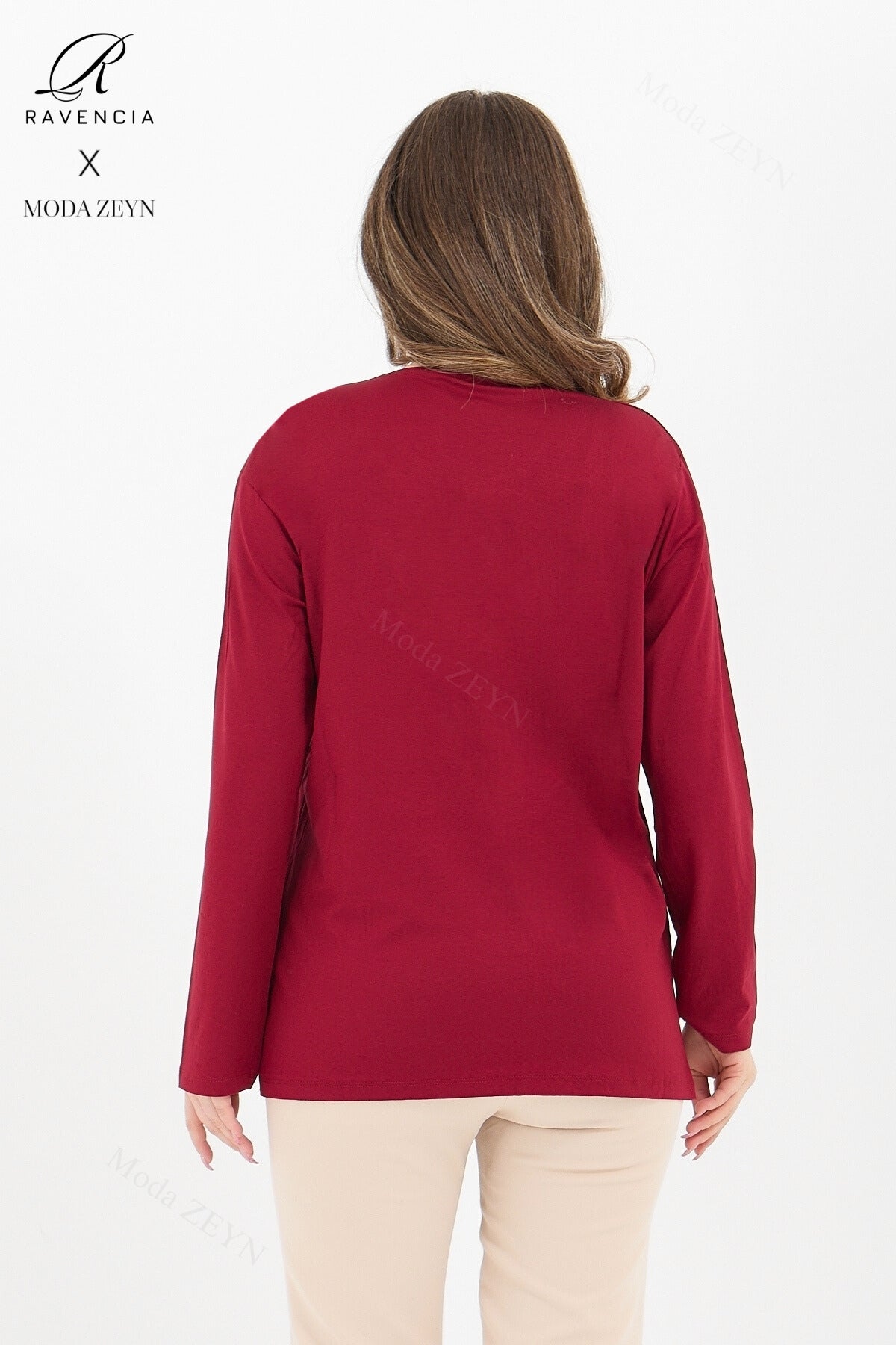 Kadın Orta Yaş Ve Üzeri Viskon Damla Yaprak Desen Taşlı Işlemeli Likralı Zümrüt Anne Penye Bluz