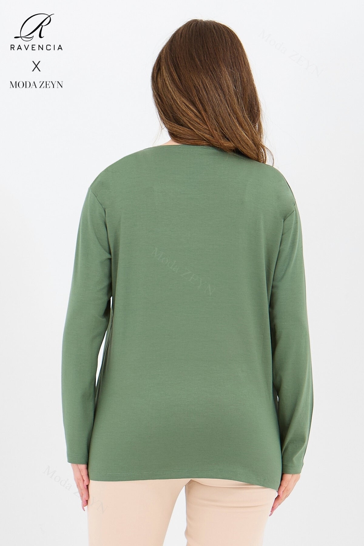 Kadın Orta Yaş Ve Üzeri Viskon Damla Yaprak Desen Taşlı Işlemeli Likralı Zümrüt Anne Penye Bluz