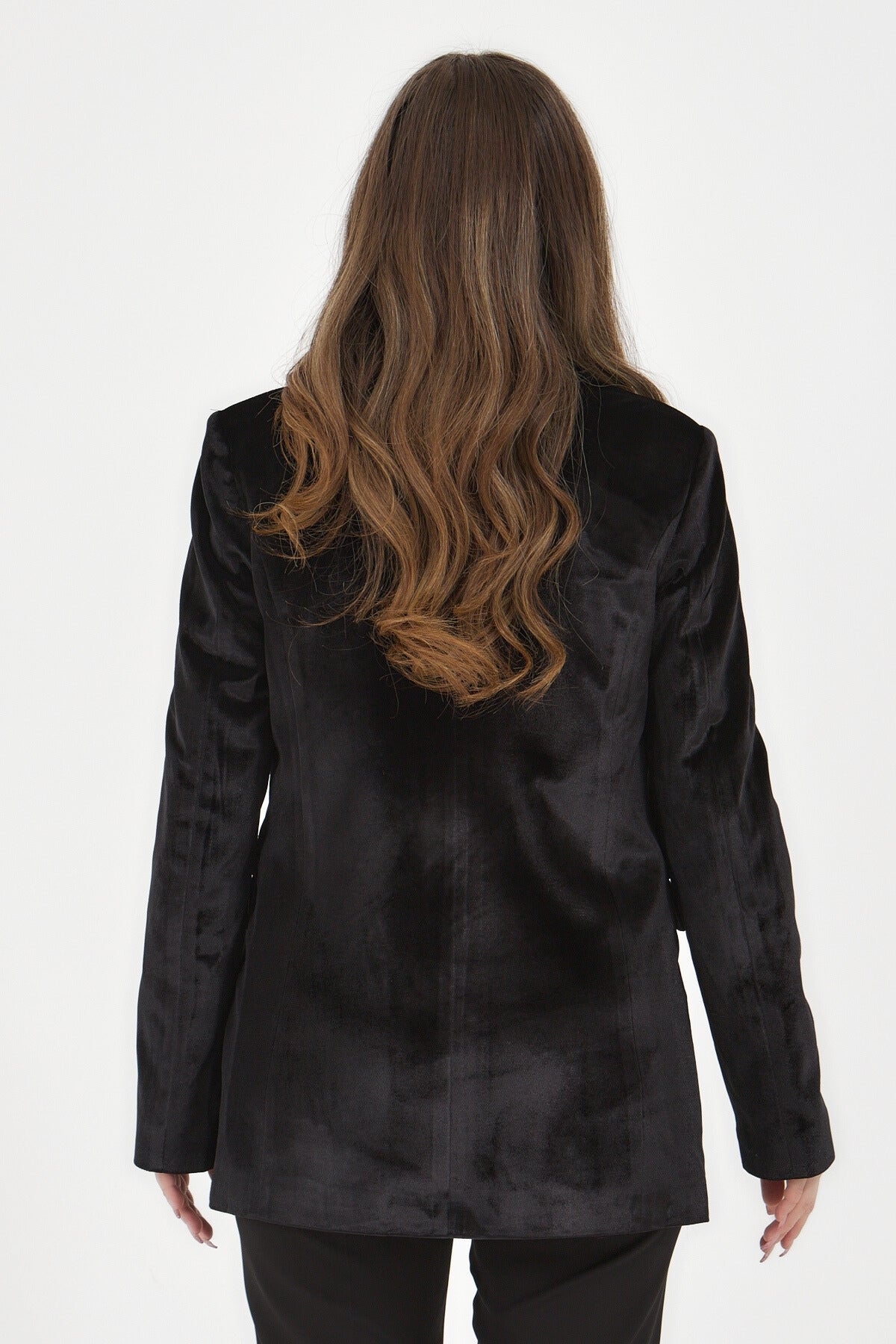 Kadın Kadife Siyah Blazer Ceket