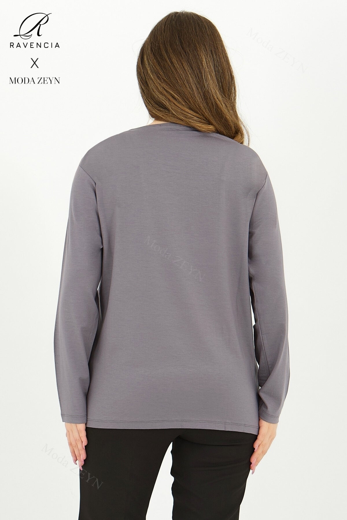 Kadın Damla Desen Taşlı İşlemeli Likralı Yırtmaçlı Viskon Anne Penye Bluz