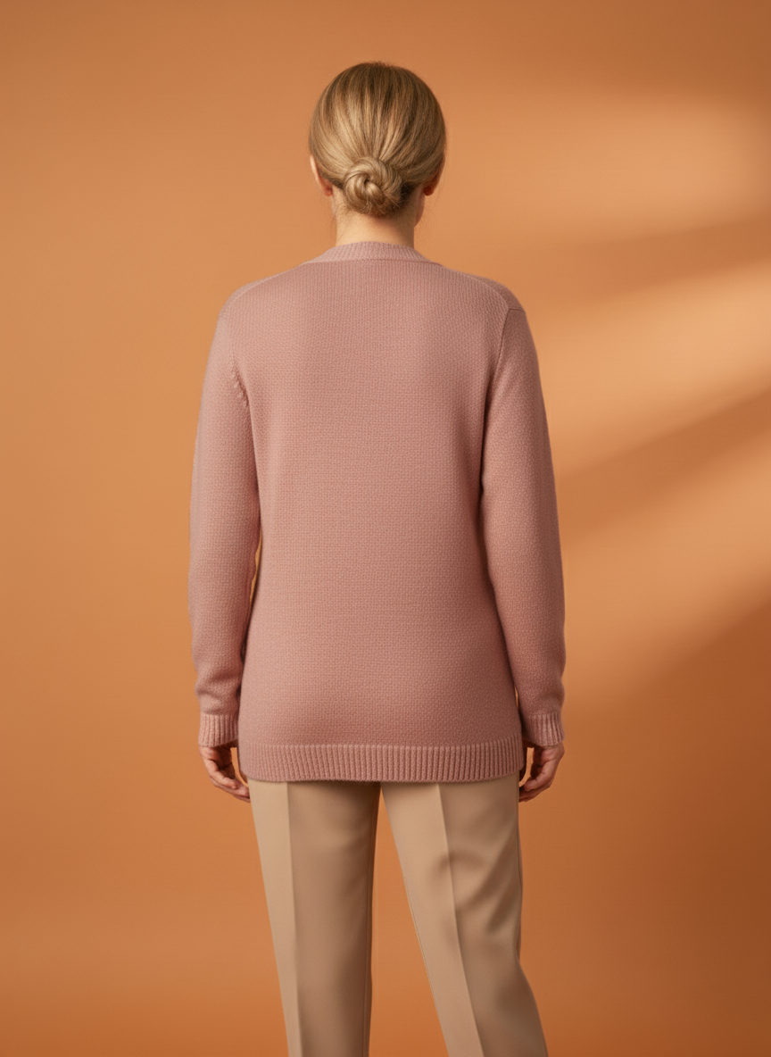 Kadın Düğmeli Anne Koyu Triko Hırka