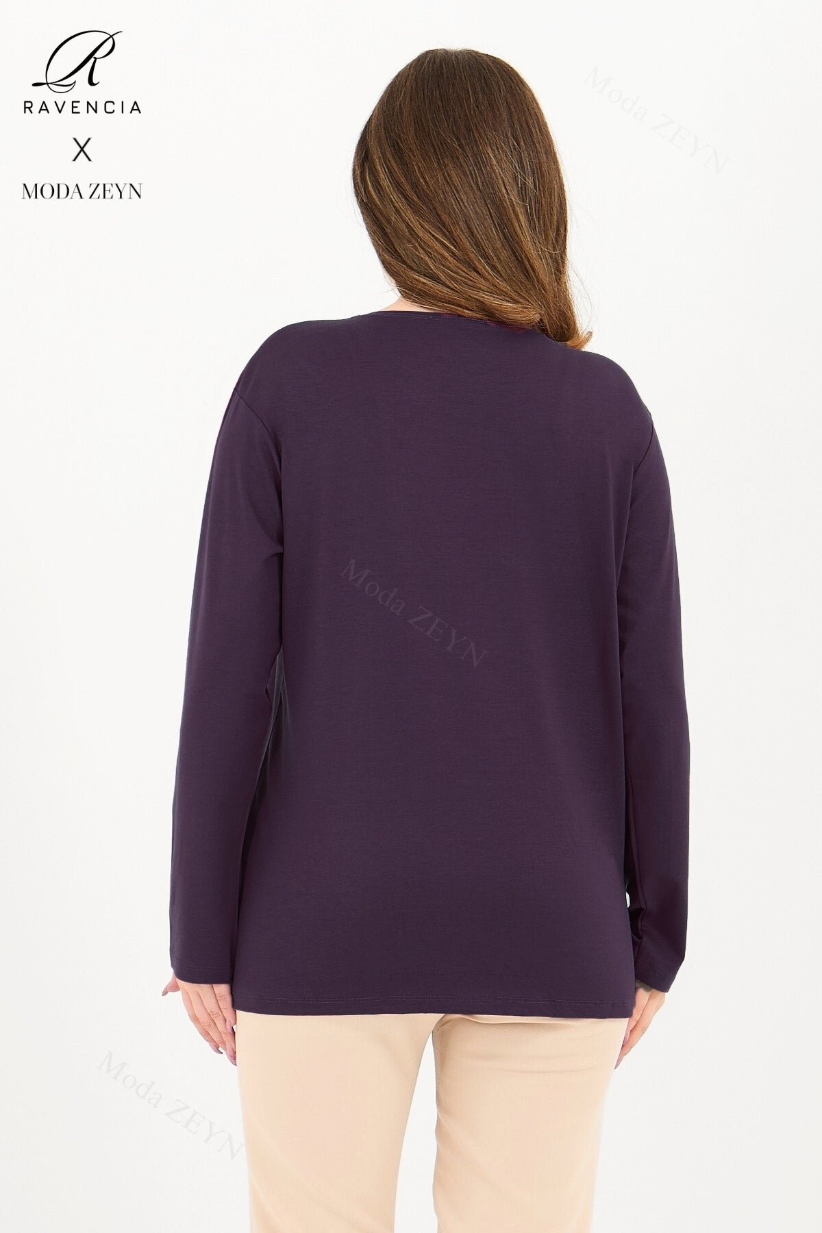 Kadın Orta Yaş Ve Üzeri Viskon Renkli Yaprak Desen Taşlı İşlemeli Likralı Anne Penye Bluz