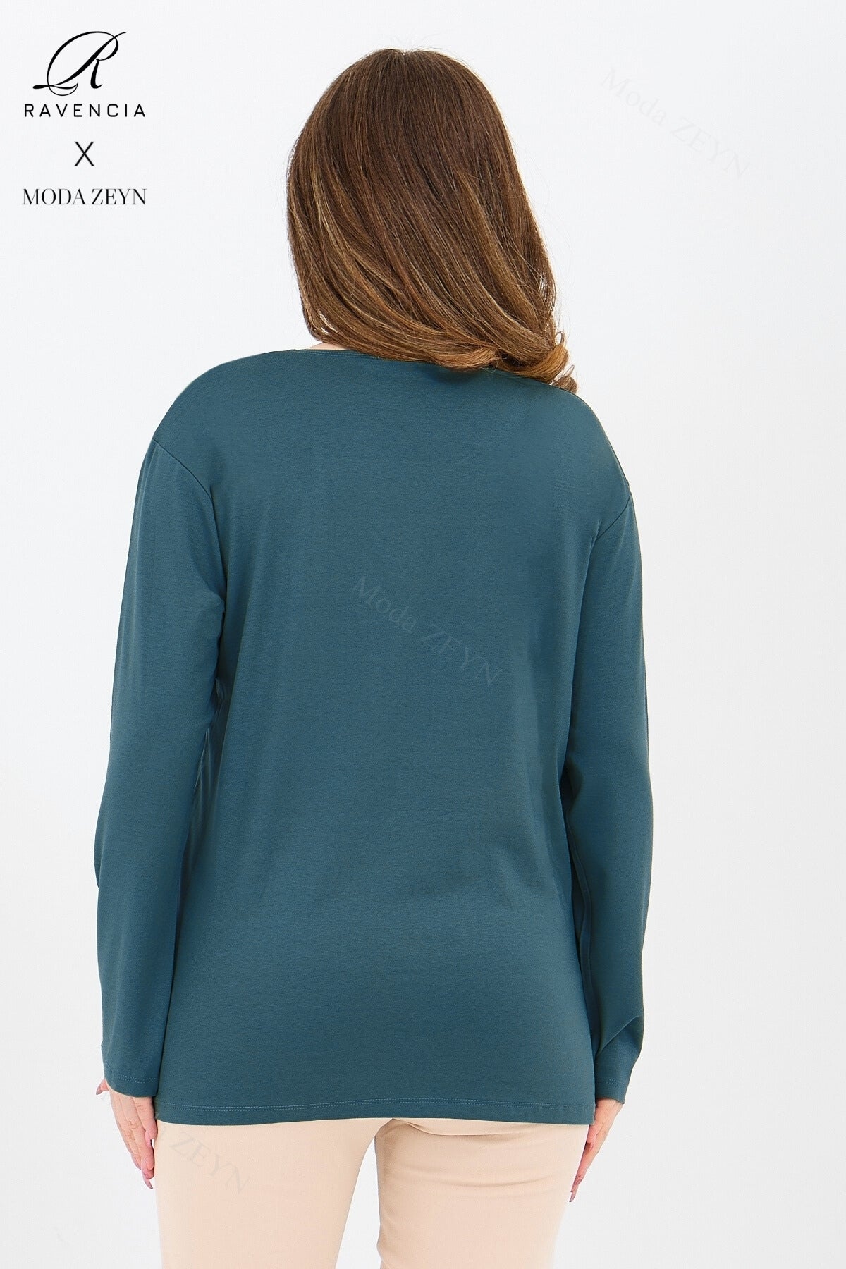 Kadın Orta Yaş Ve Üzeri Viskon Renkli Yaprak Desen Taşlı İşlemeli Likralı Anne Penye Bluz