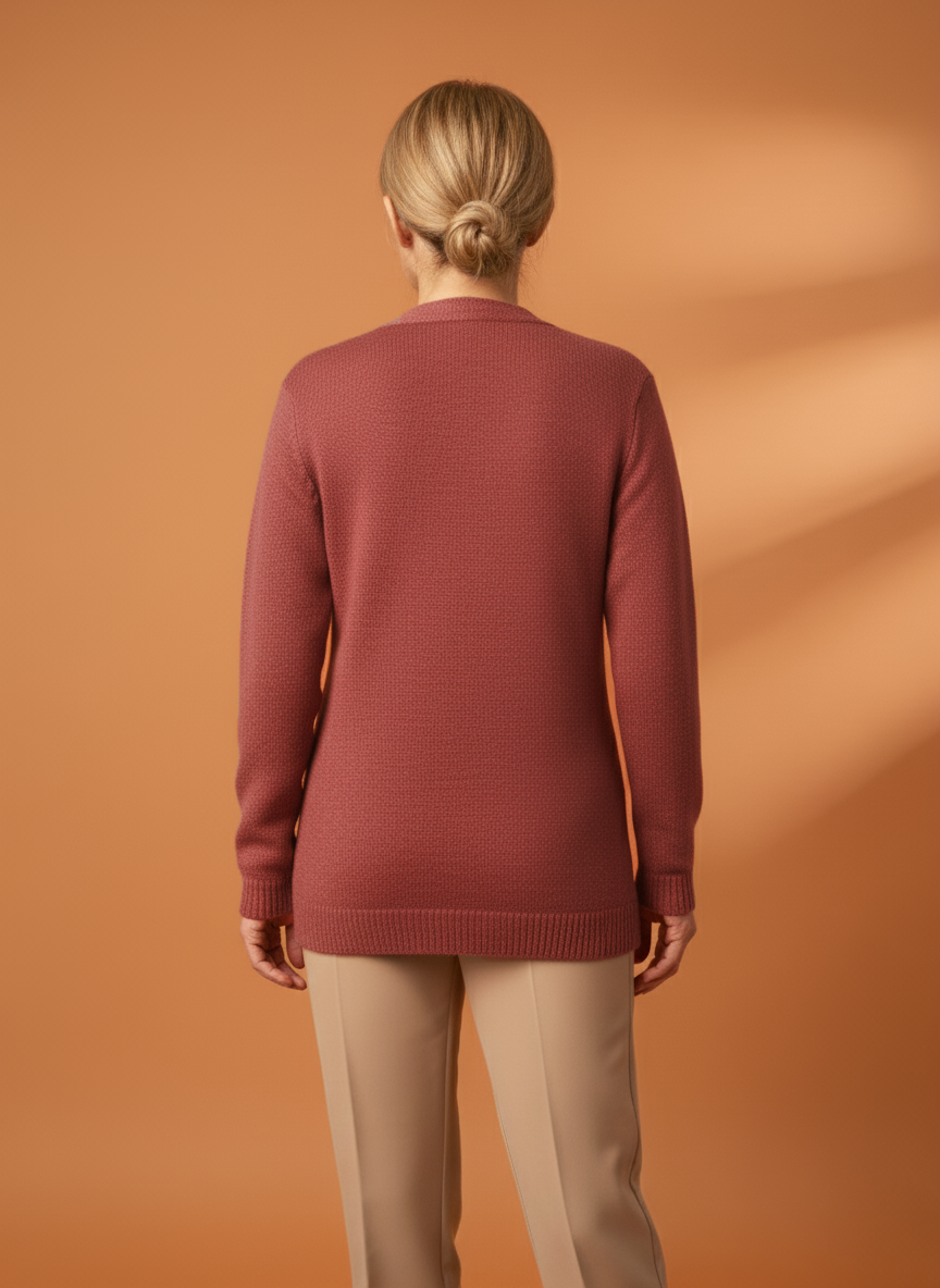 Kadın Düğmeli Anne Koyu Triko Hırka