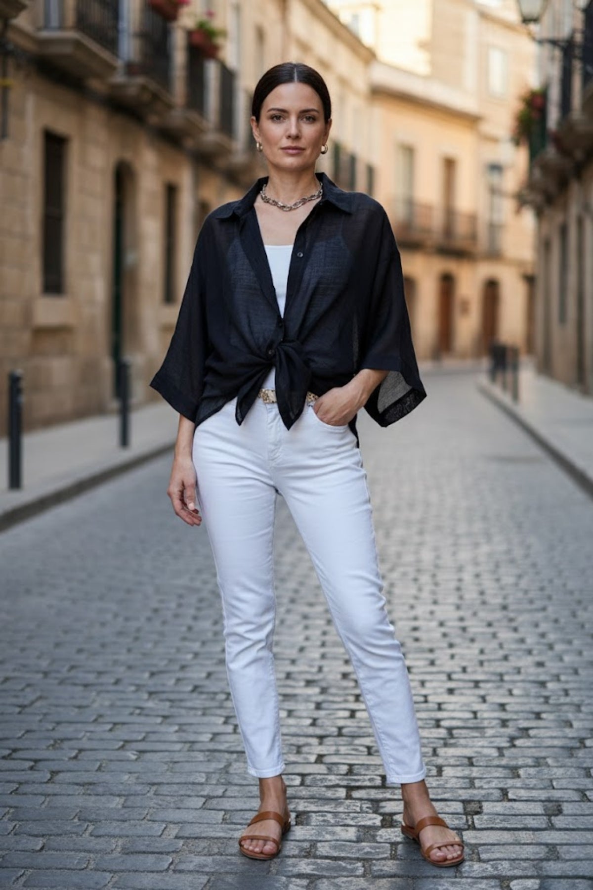 Kadın Yarım Kol Oversize İpeksi Gömlek