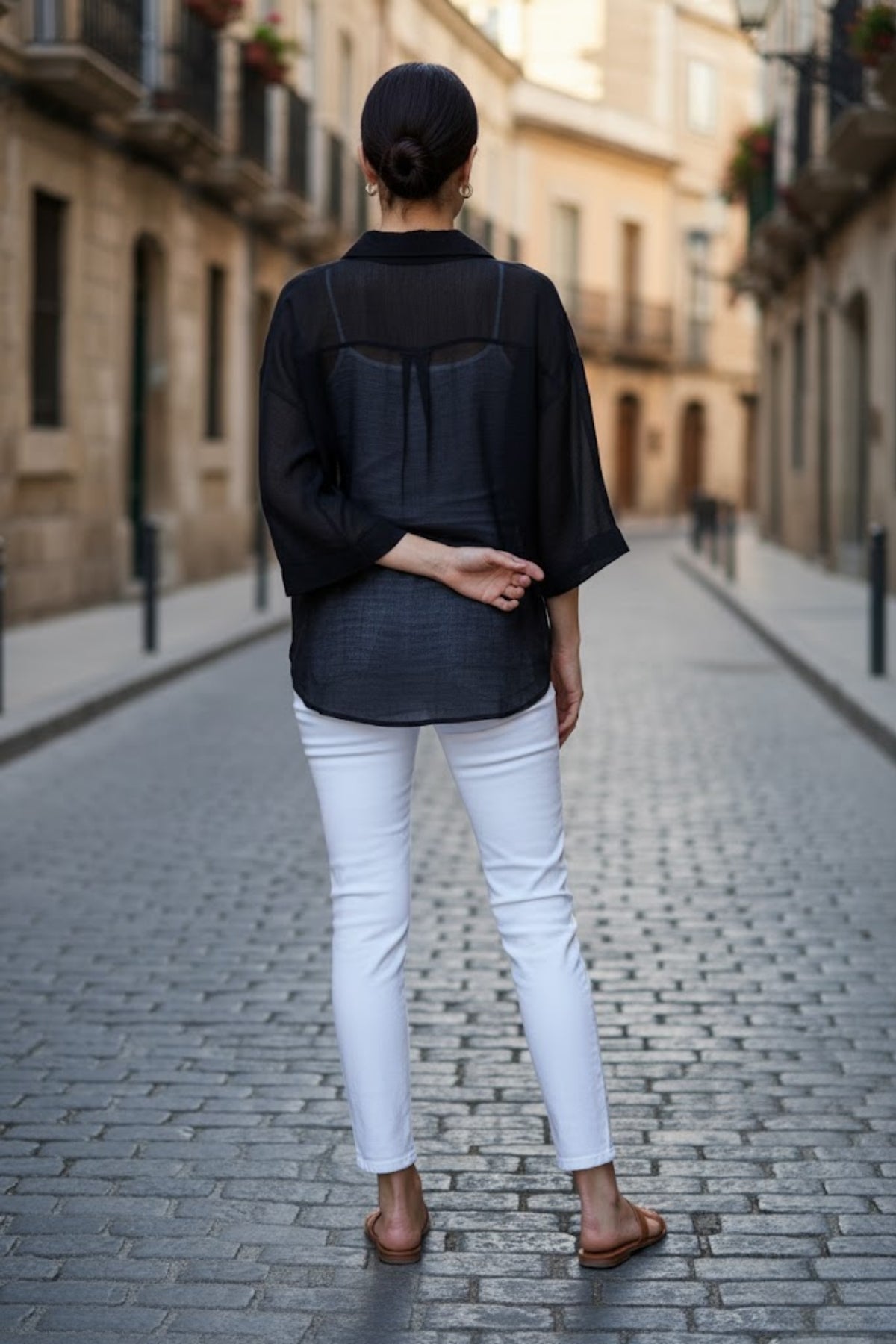 Kadın Yarım Kol Oversize İpeksi Gömlek