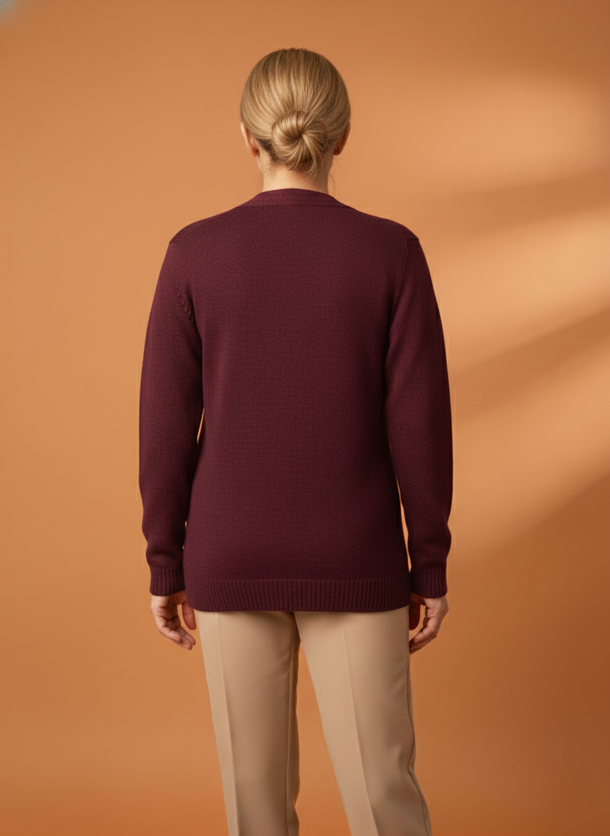 Kadın Düğmeli Anne Koyu Triko Hırka