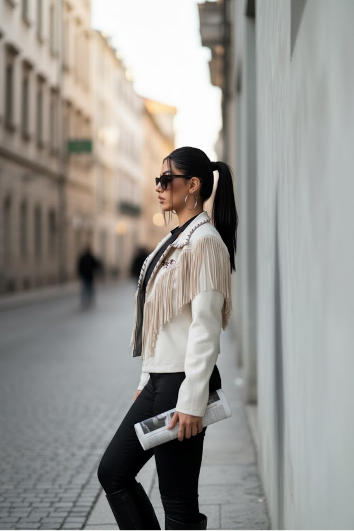 Kadın Western Süet Püsküllü Ceket