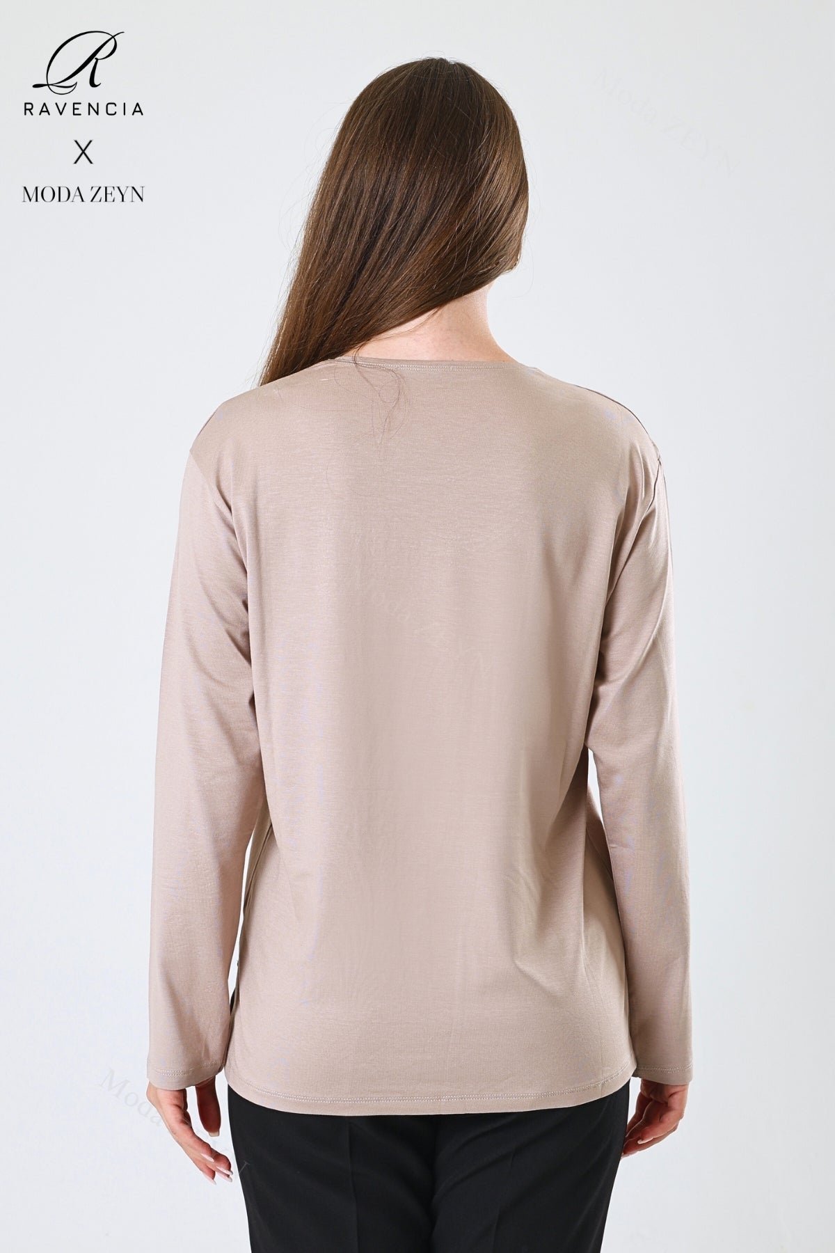 Kadın Orta Yaş Ve Üzeri Viskon Halka Şerit Desen Taşlı Işlemeli Likralı Anne Penye Bluz