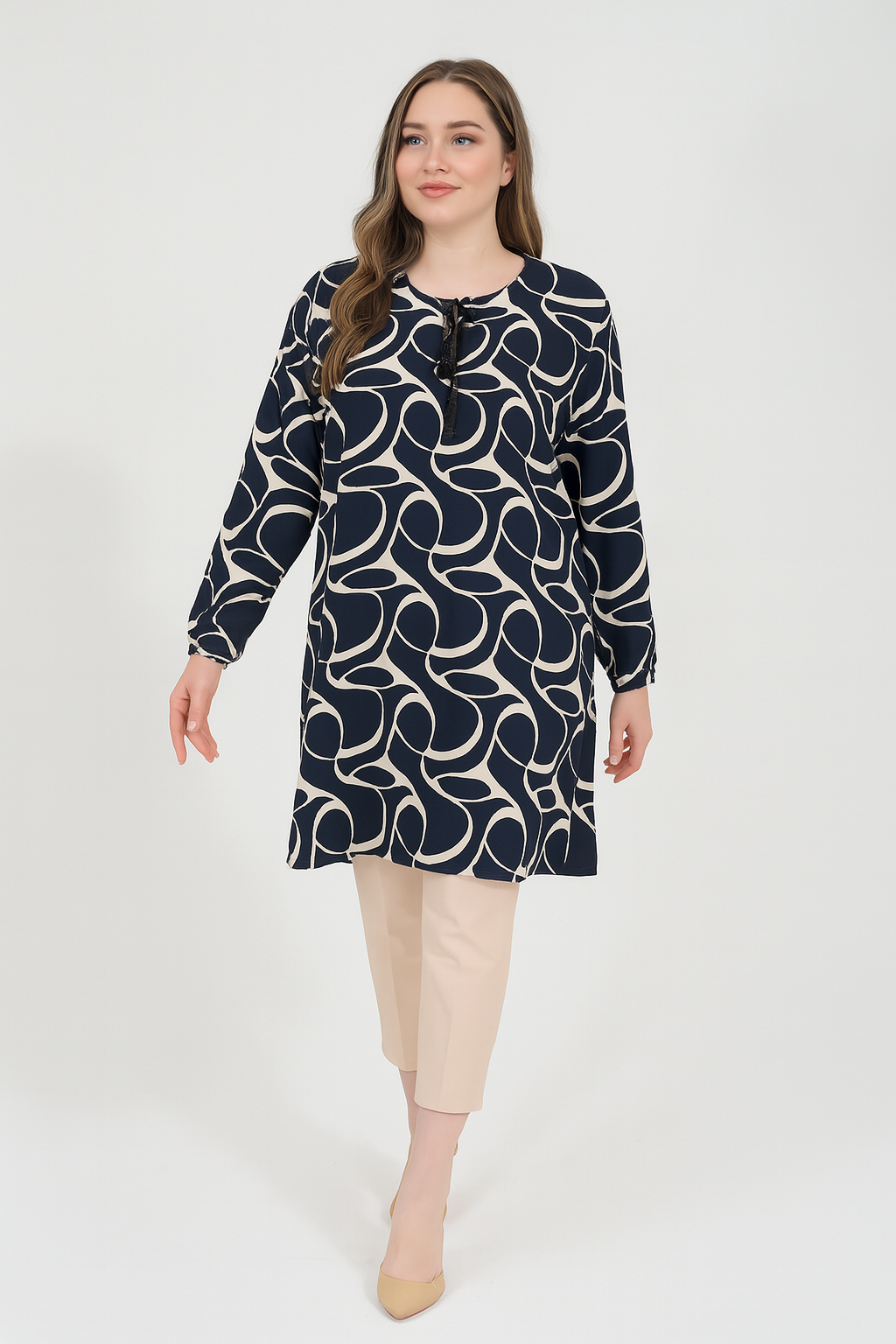 Kadın Halka Desenli Dokuma Tunik