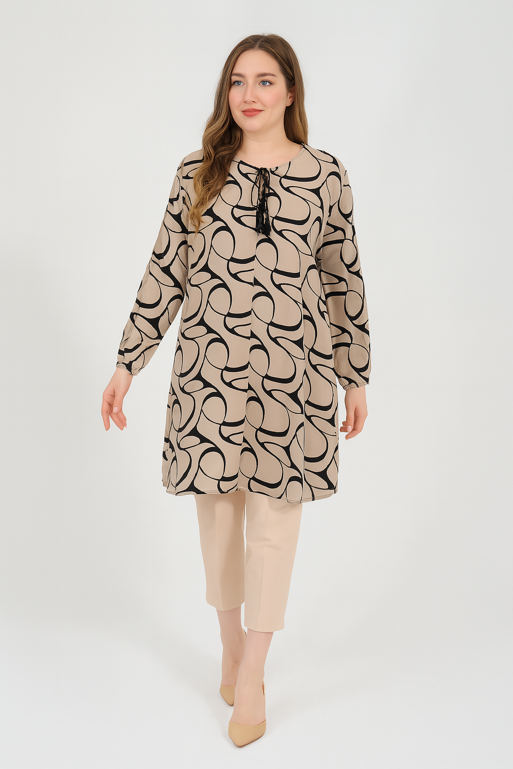 Kadın Halka Desenli Dokuma Tunik