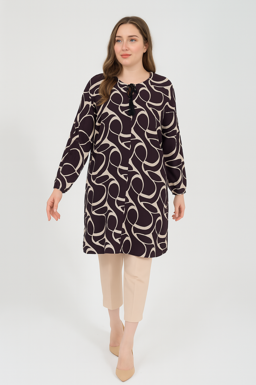 Kadın Halka Desenli Dokuma Tunik