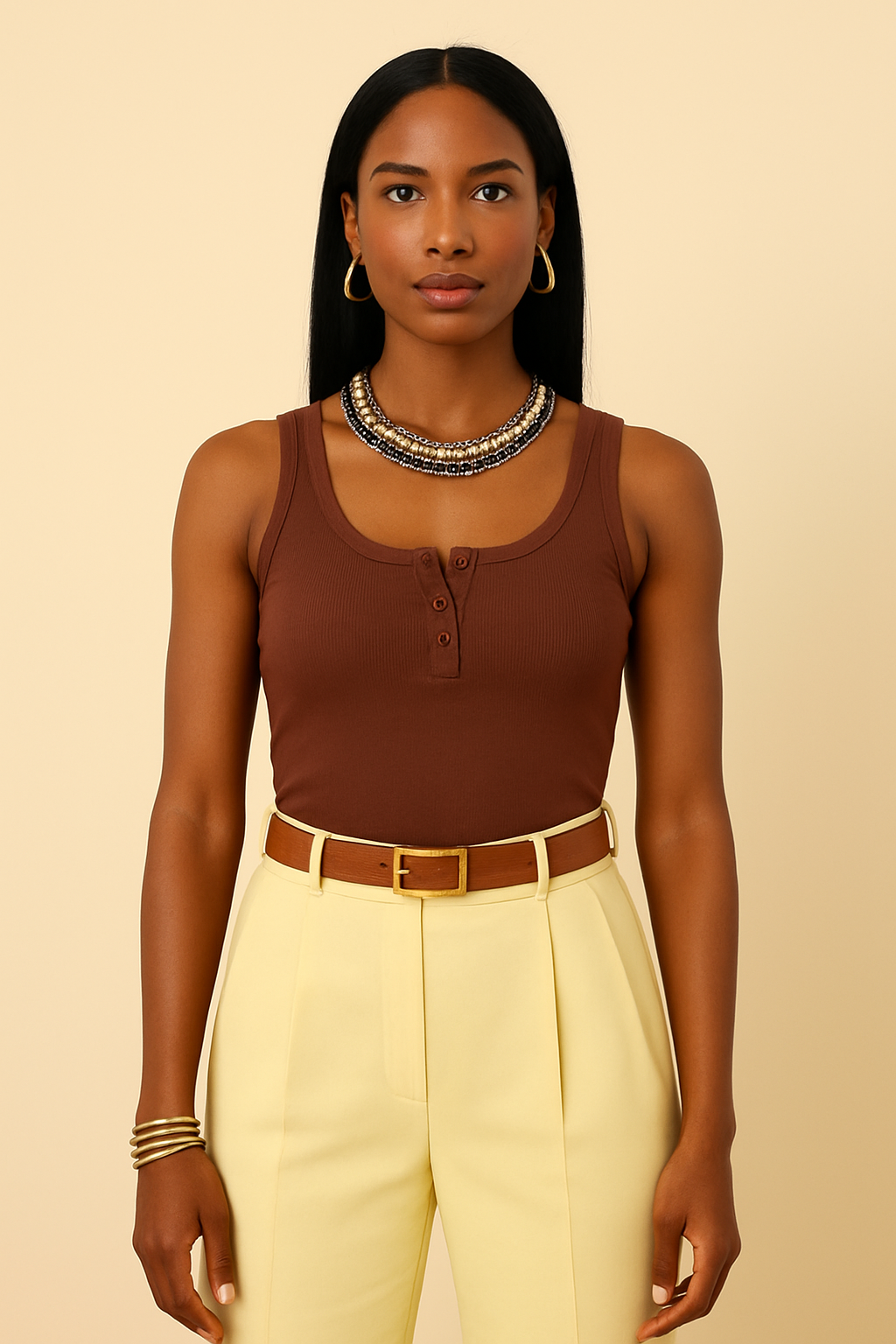 Kadın Premium Fitilli Önü Düğmeli Atlet