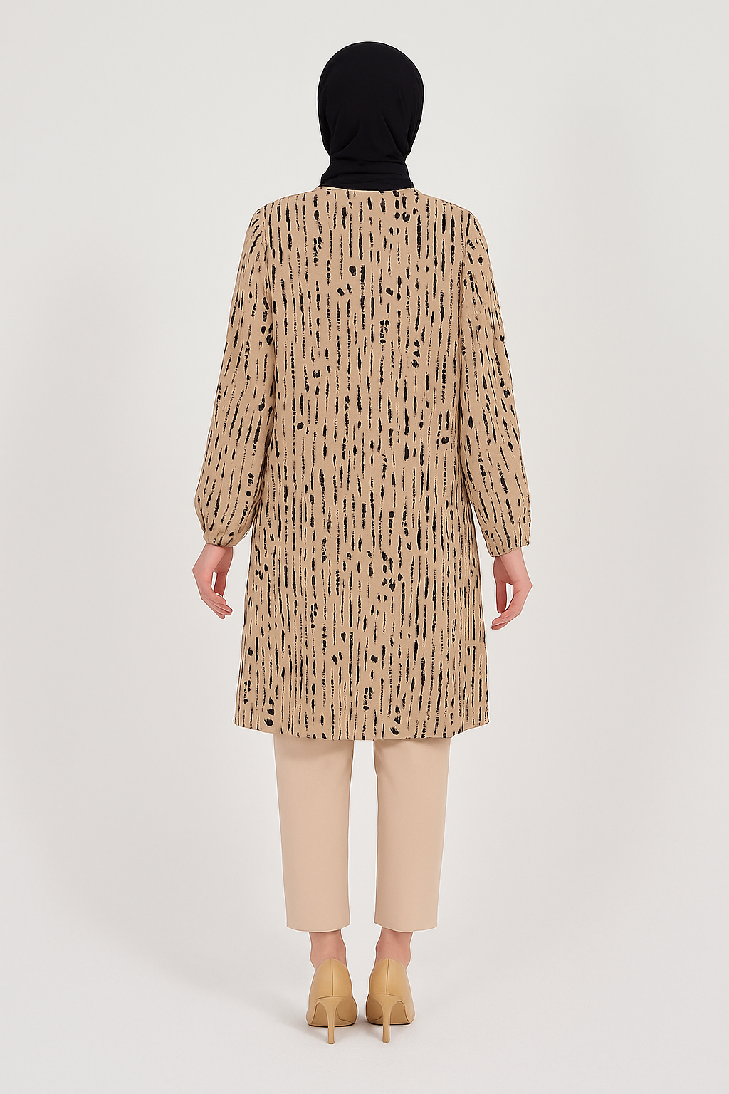 Kadın Cizgi Desenli Dokuma Tunik