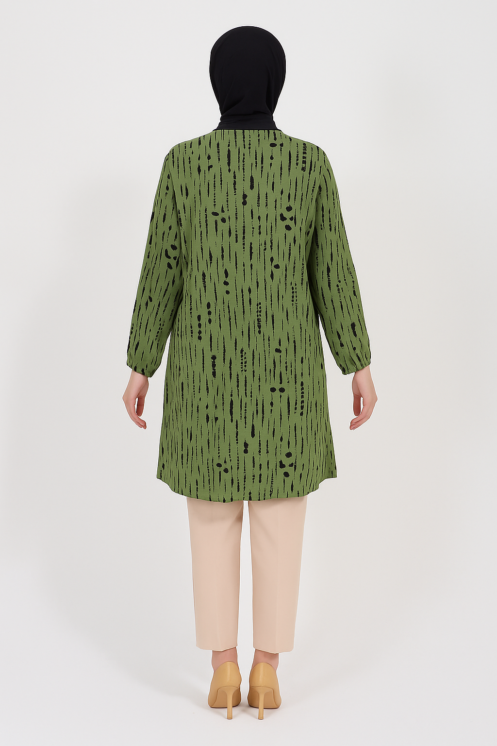 Kadın Cizgi Desenli Dokuma Tunik