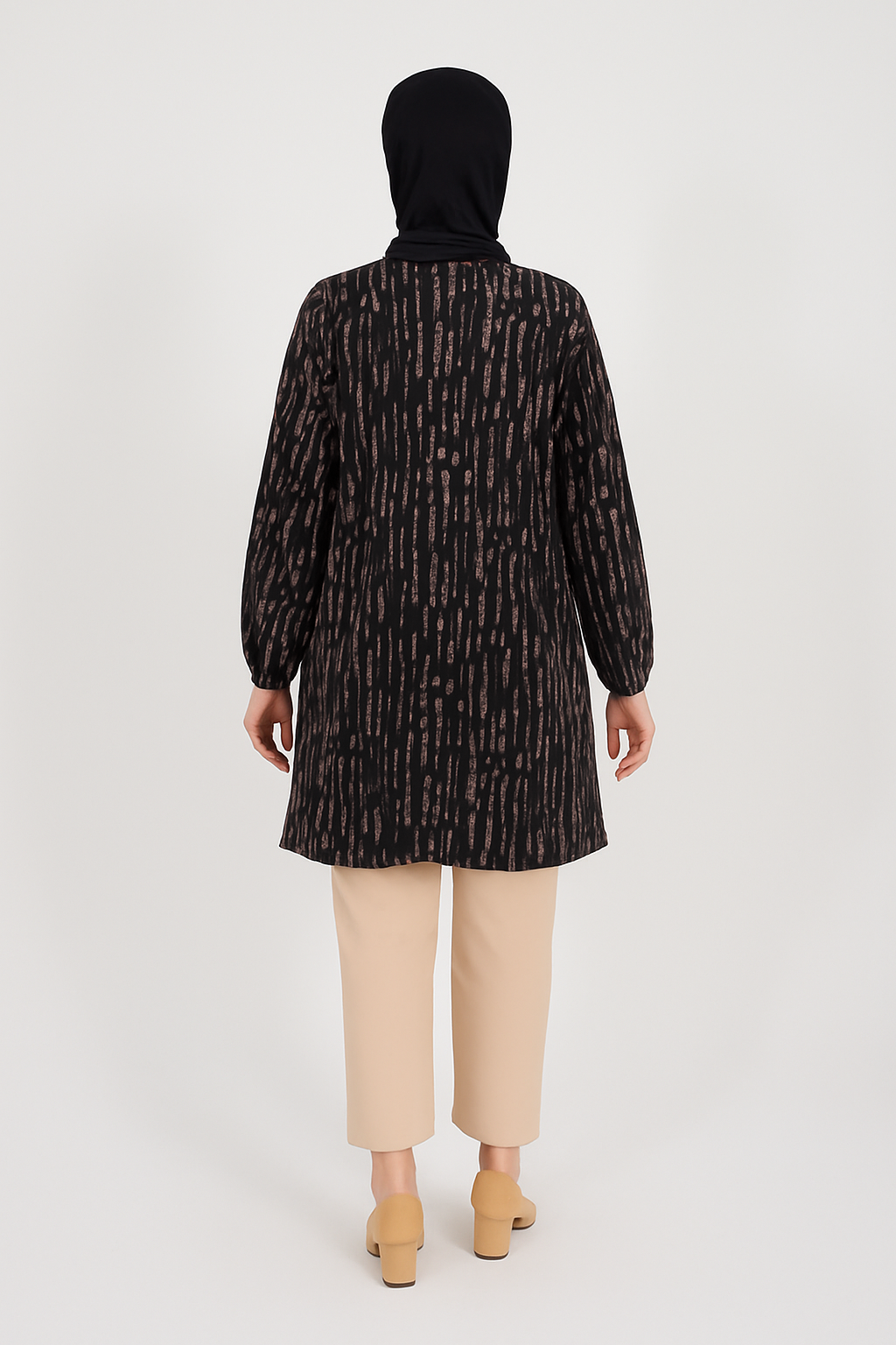 Kadın Cizgi Desenli Dokuma Tunik