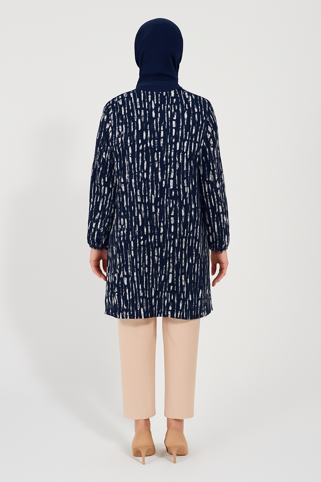 Kadın Cizgi Desenli Dokuma Tunik