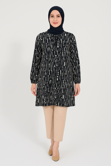 Kadın Cizgi Desenli Dokuma Tunik