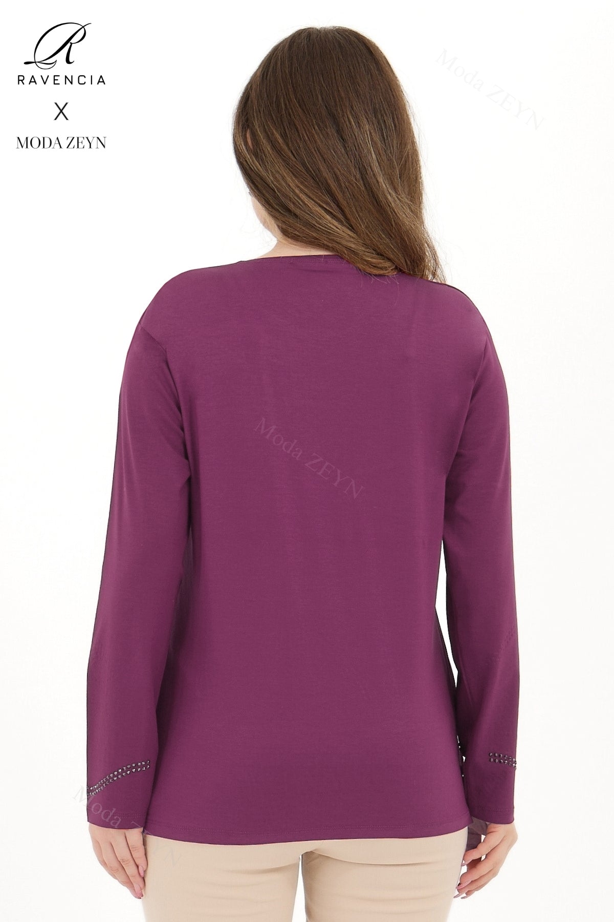 Kadın Orta Yaş Ve Üzeri Viskon Sarmal Desen Taşlı İşlemeli Likralı Yesil Anne Penye Bluz