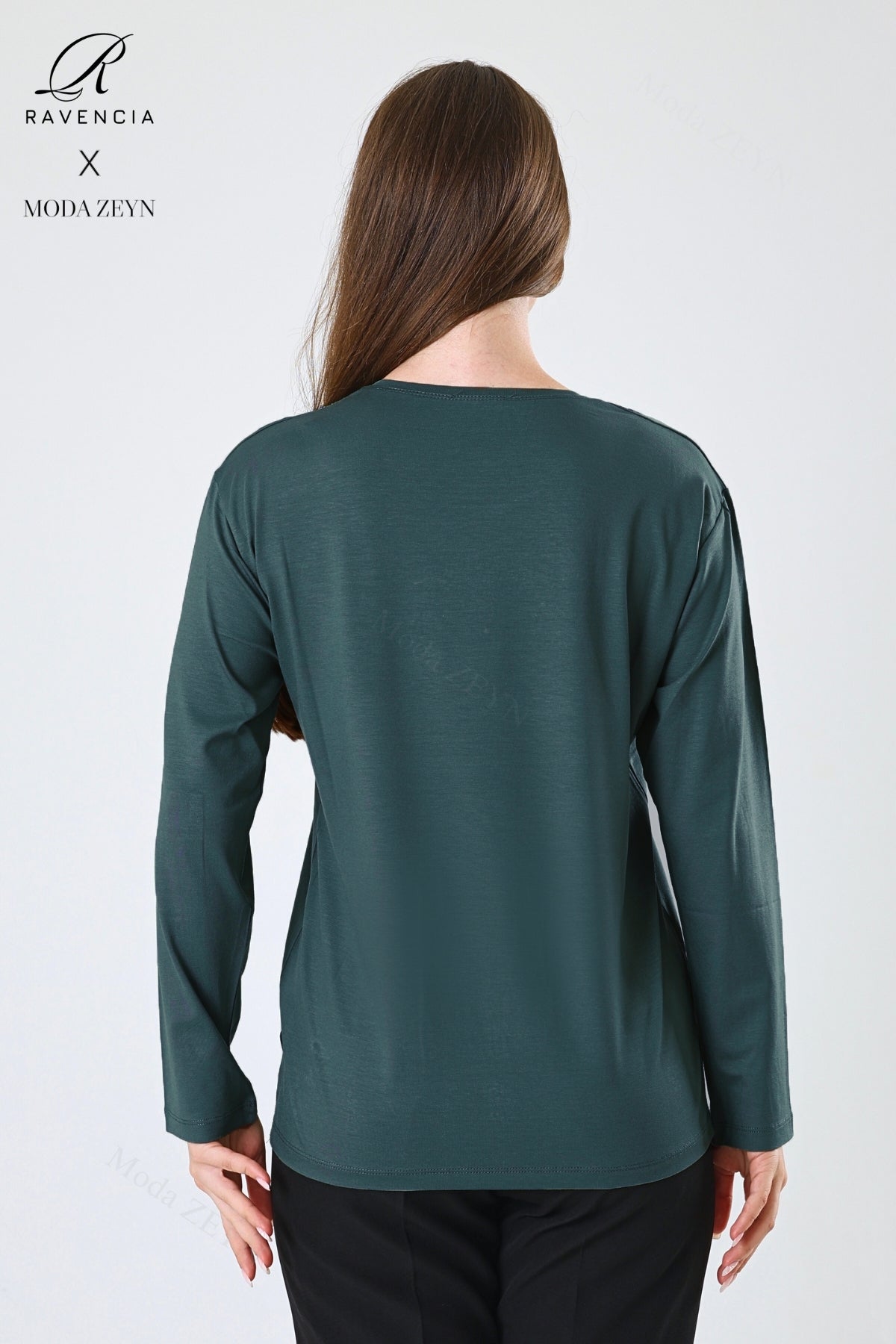 Kadın Orta Yaş Ve Üzeri Viskon Yaprak Desenli Eteği Yakası Taşlı Işlemeli Likralı Zümrüt Anne Penye