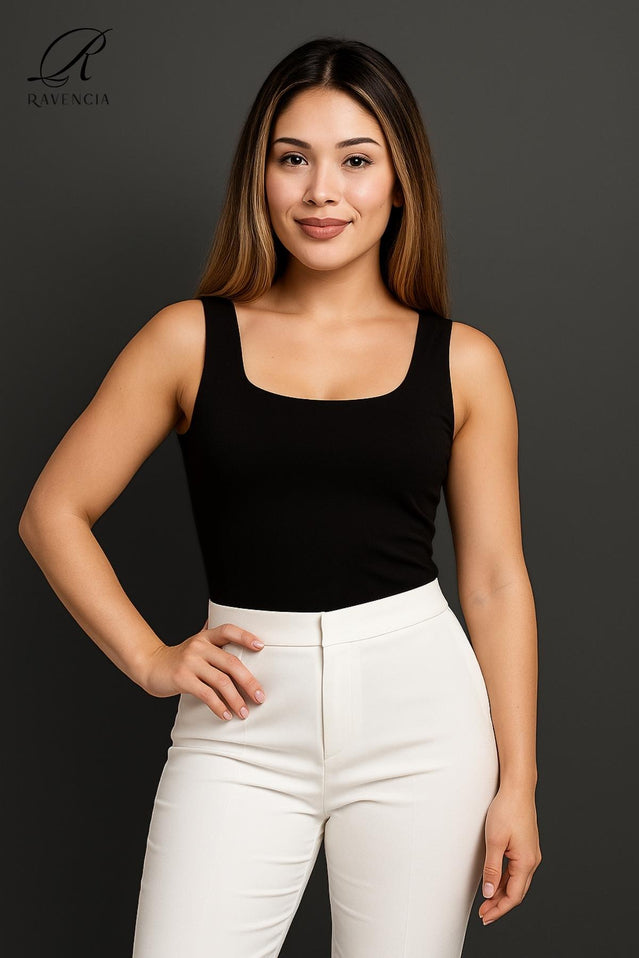 Kadın Premium Kalite Kalın Askılı Havuz Yaka Bluz