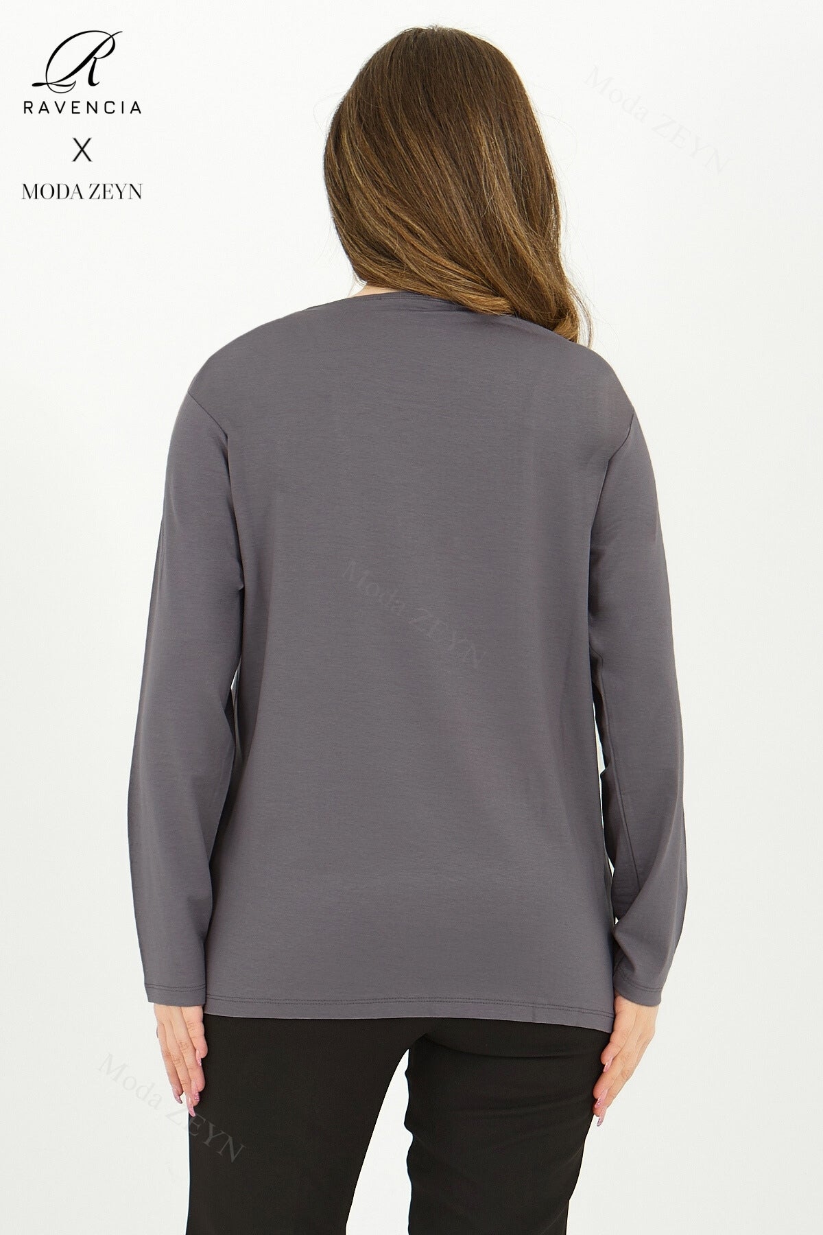 Kadın Damla Desen Taşlı İşlemeli Likralı Yırtmaçlı Viskon Anne Penye Bluz