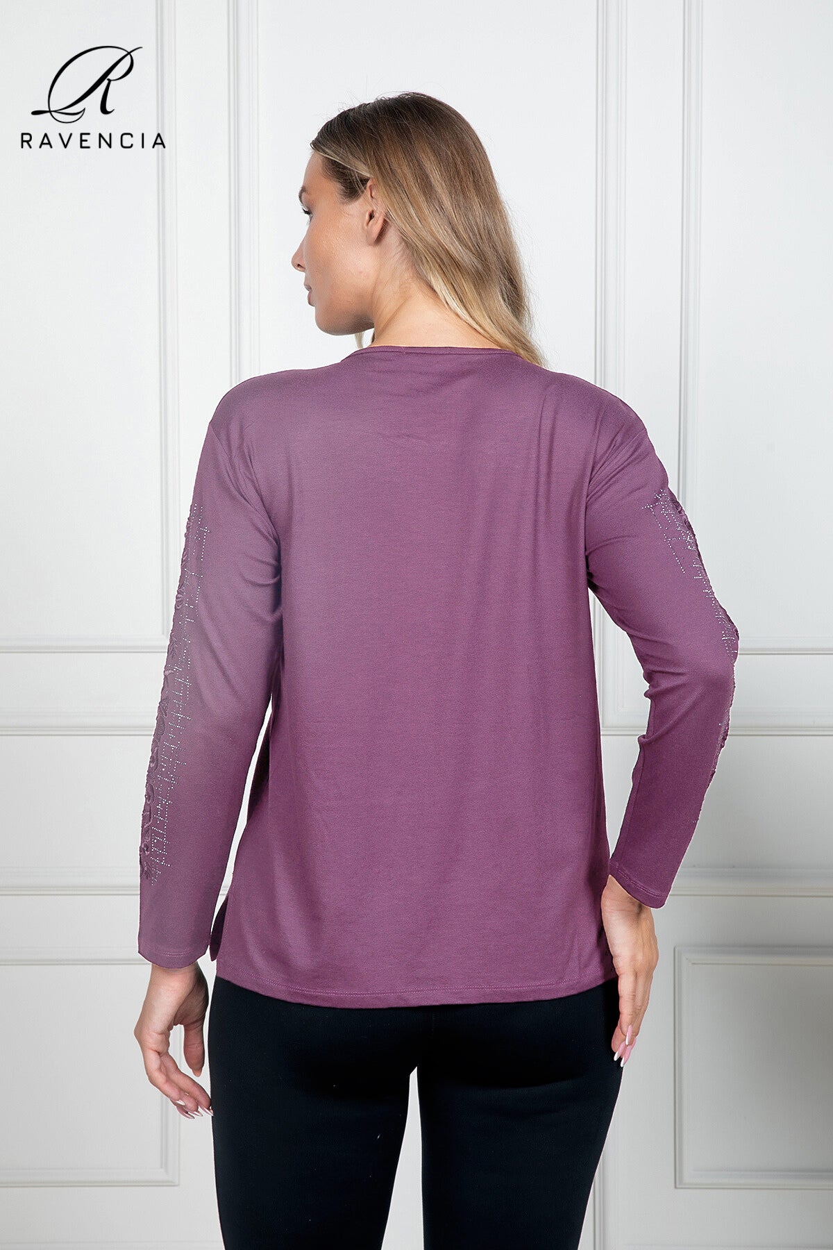 Kadın Orta Yaş Ve Üzeri Viskon Kumaş Çiçek Desenli Taşlı Işlemeli Likralı Bordo Anne Penye Bluz